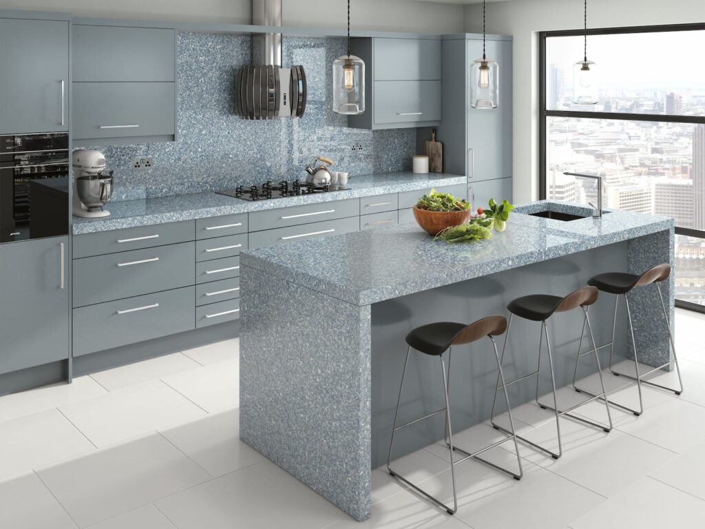 Granite Kitchen Worktop in Blue Pearl Light